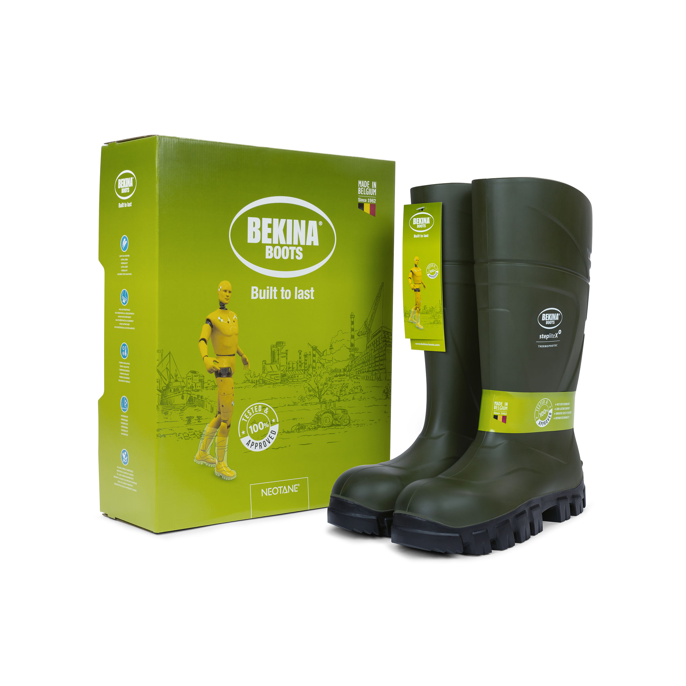 Bekina Steplite X Full Safety Wellington Boots Wellies Welly Green Insulated S5 